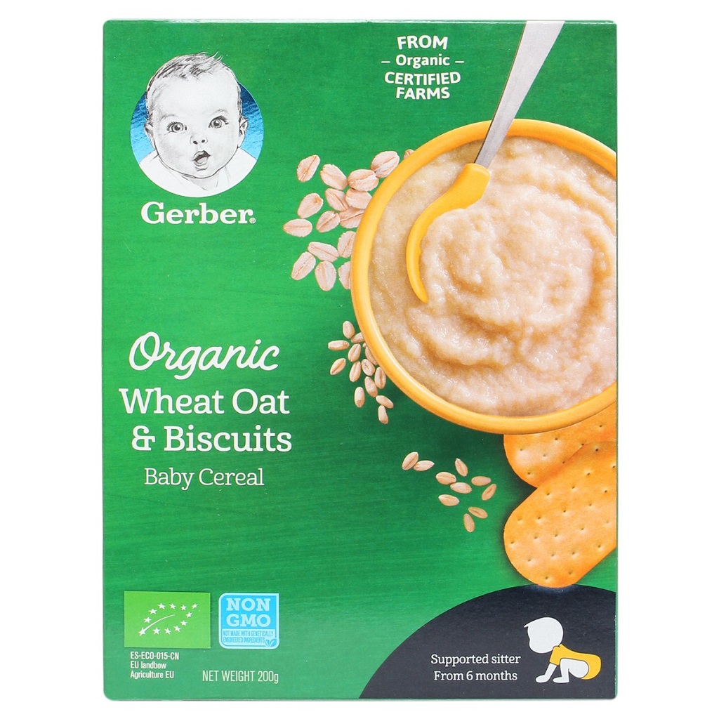 Bột ăn dặm Gerber Organic lúa mì yến mạch bánh quy